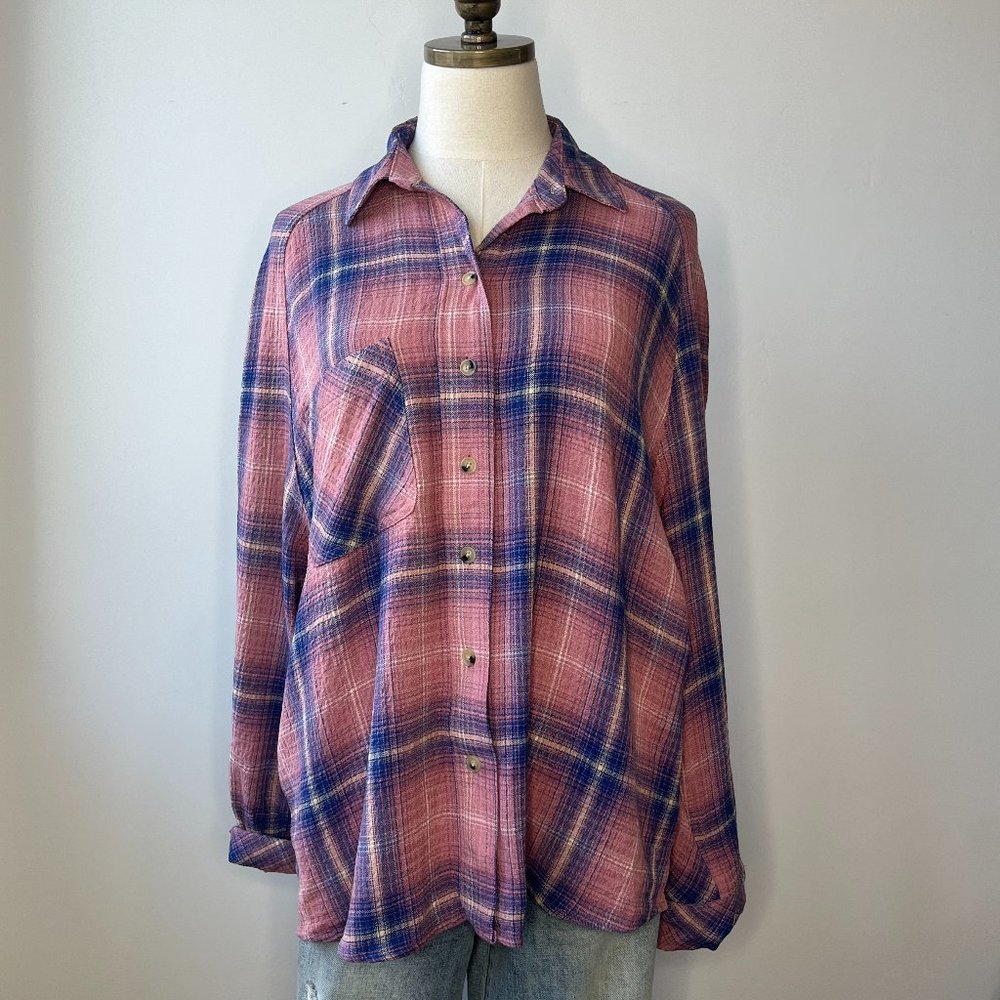 BDG Pink/Purple Button-up Flannel